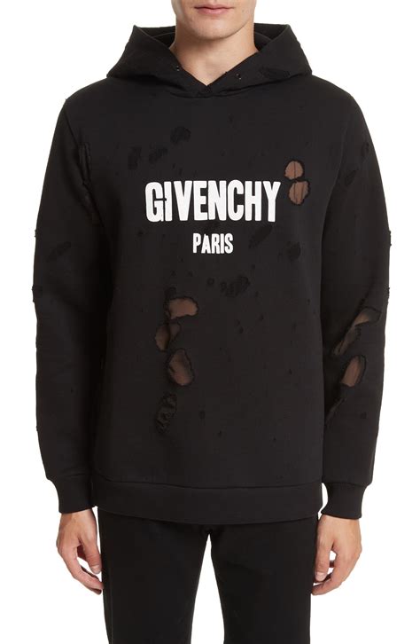 givenchy red distressed logo hoodie|givenchy hoodie with holes.